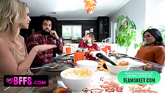 A Stunning Young Blonde Invites Her Partner For A Thanksgiving Dinner