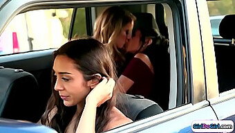 Passenger Observes Lesbian Encounter In Rear Compartment Featuring Candice Dare, Gianna Dior, Lilly Hall, And Others