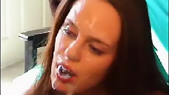 Queen Of Big Tits Covered In Homemade Cum Facial