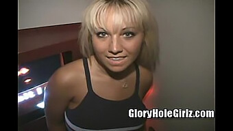 Jasmine, A Young Blonde Hair Stylist With A Tan Complexion, Experiences An Intense Encounter At A Gloryhole