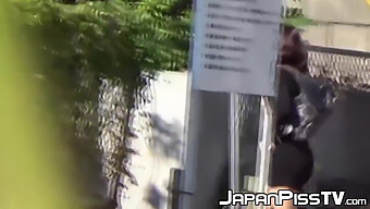 Teen Japanese Girls Discreetly Urinate In Public Spaces