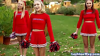 Cheerleader Foursome With Playful And Funny Moments