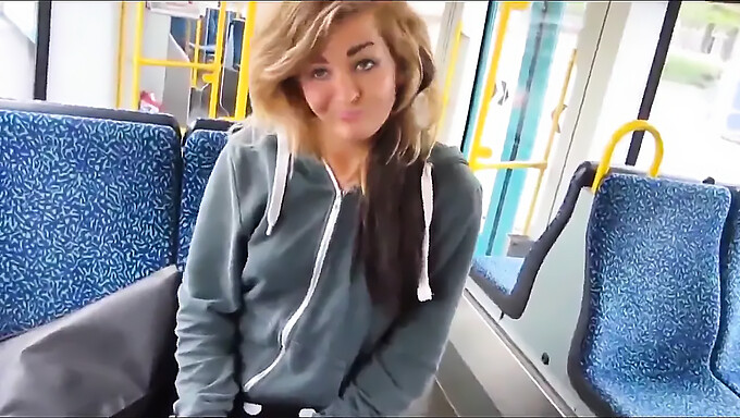 A Mischievous Girl'S Solo Play In The Tram