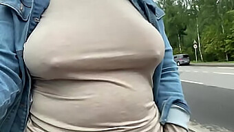 Wife'S Public Exposure Of Mature, Sagging Breasts And Nipples